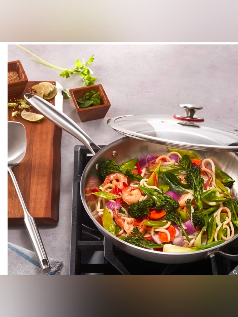 Miu stainless steel wok with lid and spatula